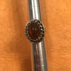 Amber & Silver Ring